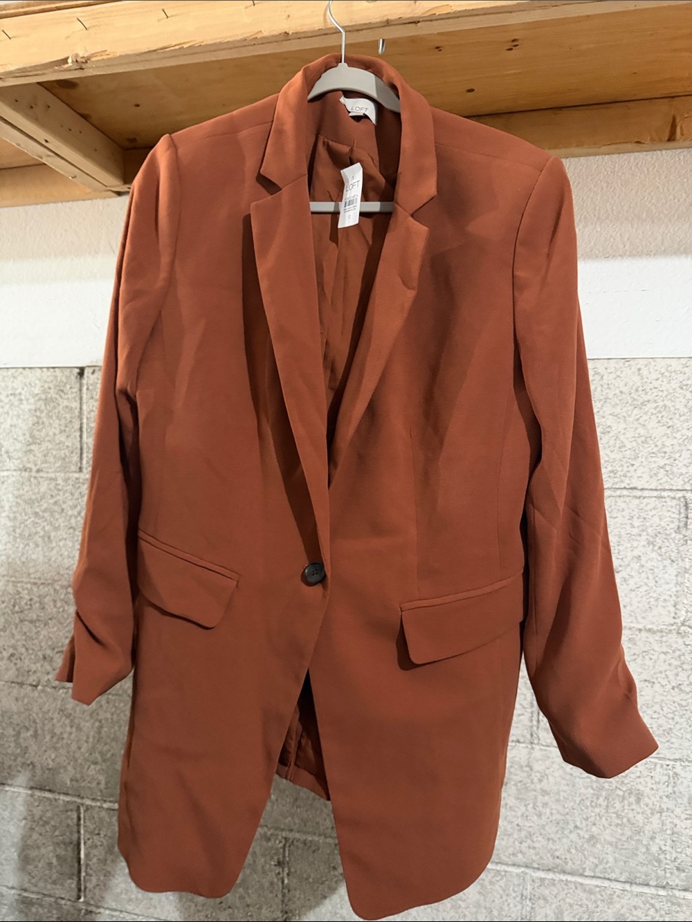 LOFT Rust-Orange Longline Blazer Jacket